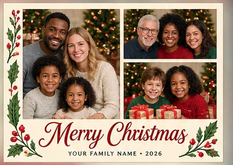 Three-Photo Cheer holiday card design