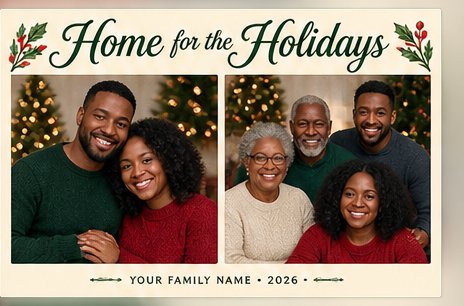 Home for the Holidays two-photo card